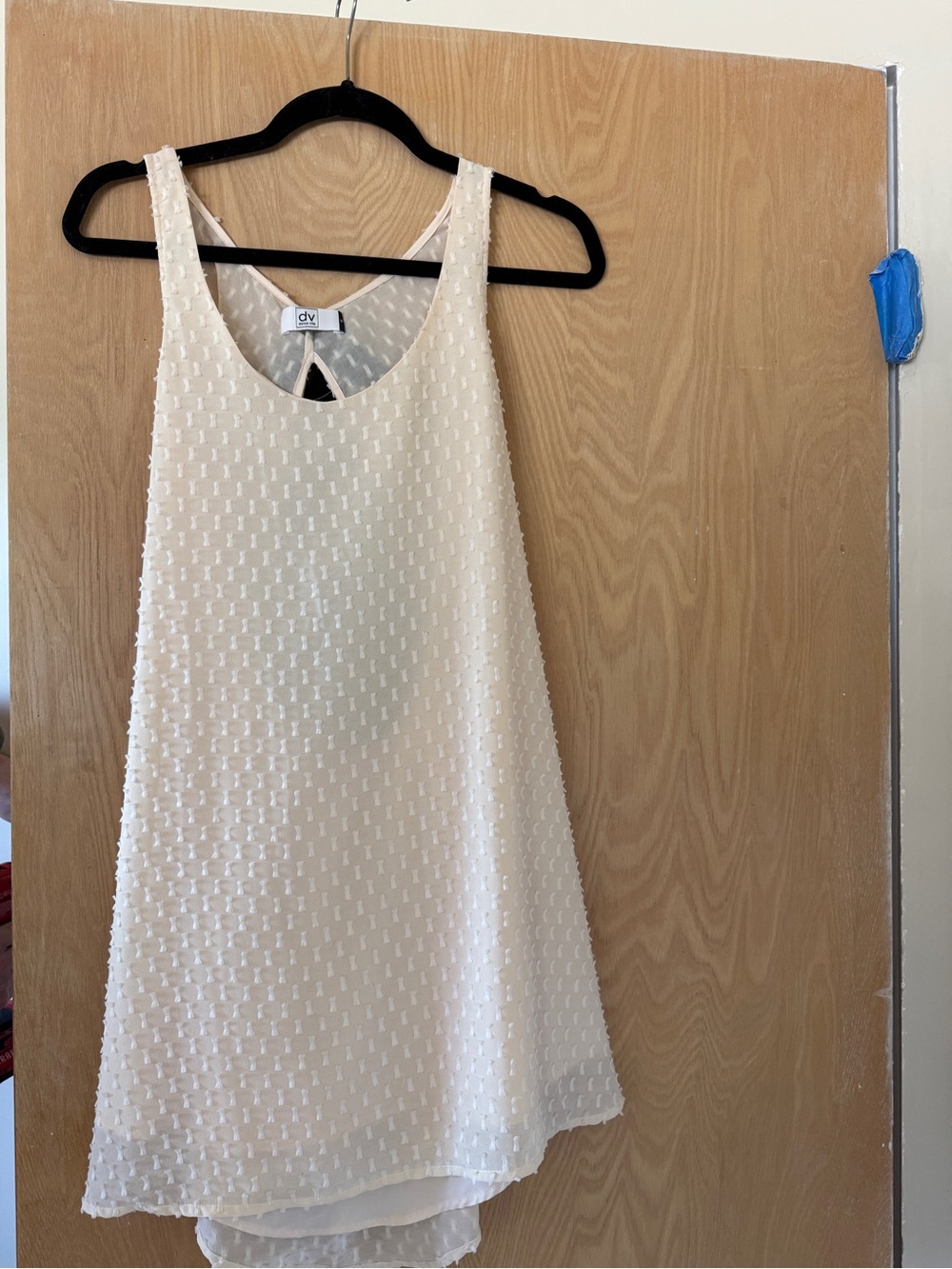Dolce Vita Cream Mini Dress with Textured Swiss Dot